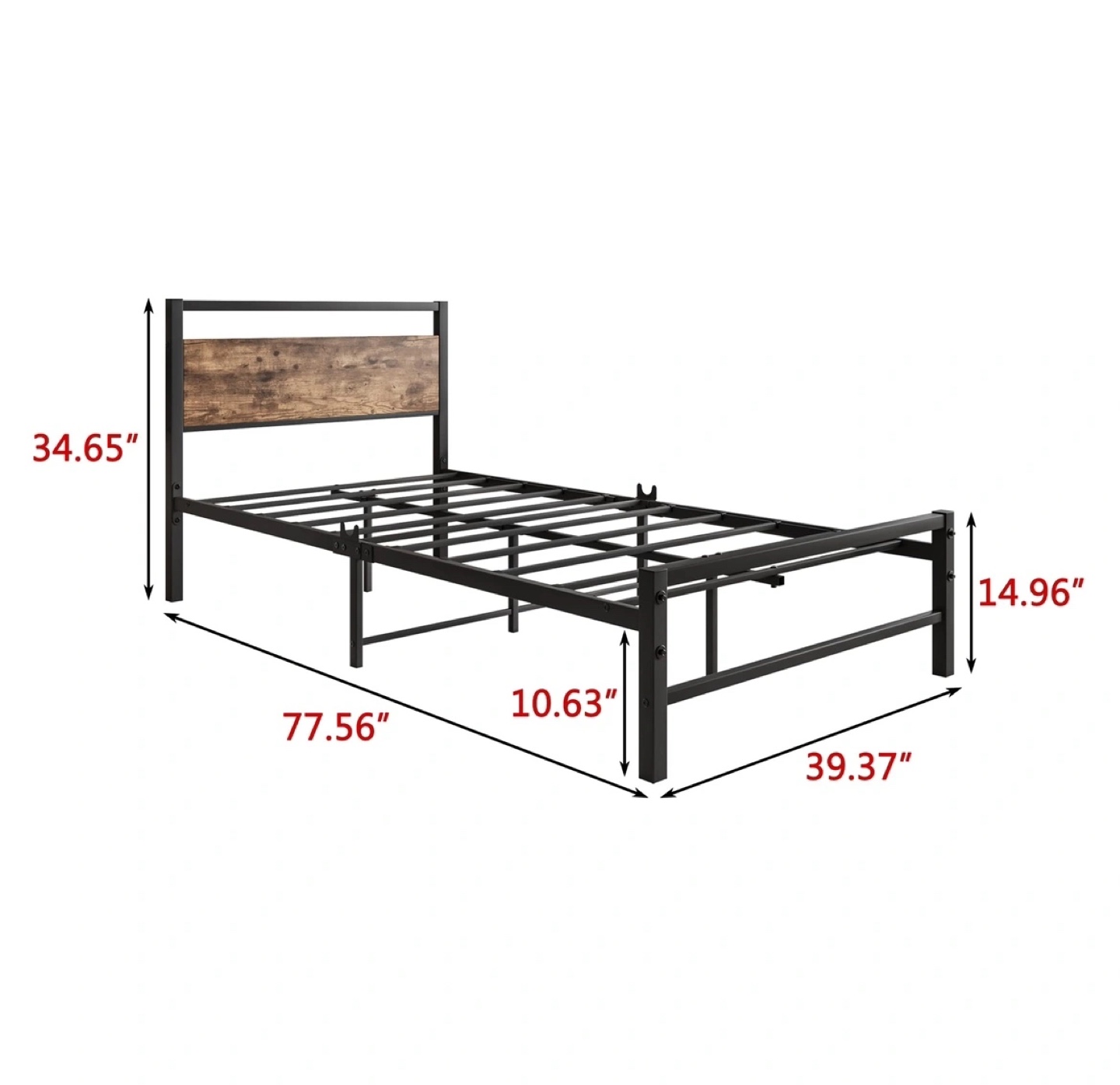 Metal Bed Frame with wooden headboard (TWIN) - photo 2