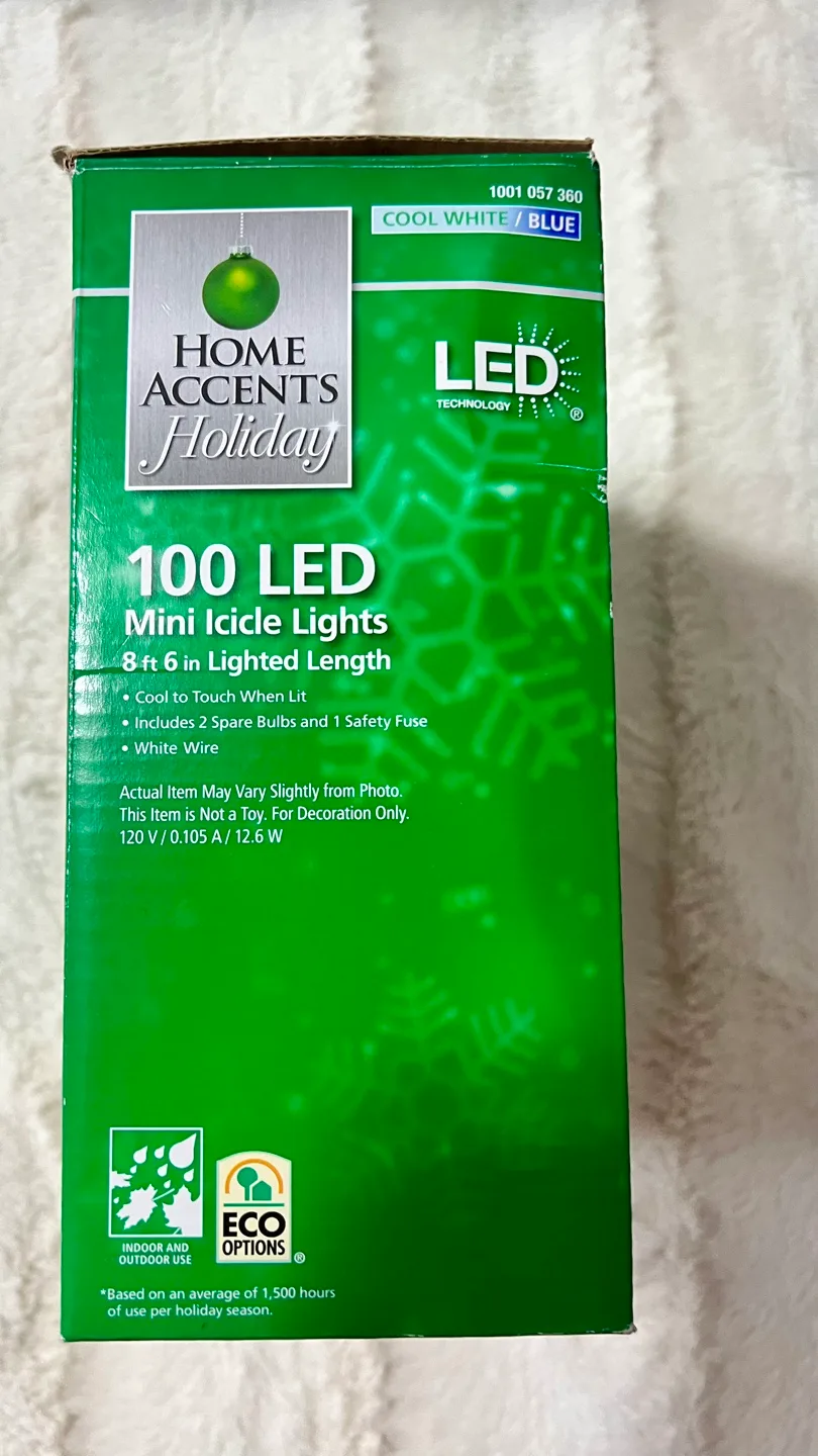 100 LED mini icicle lights cool white BNIB thumbnail