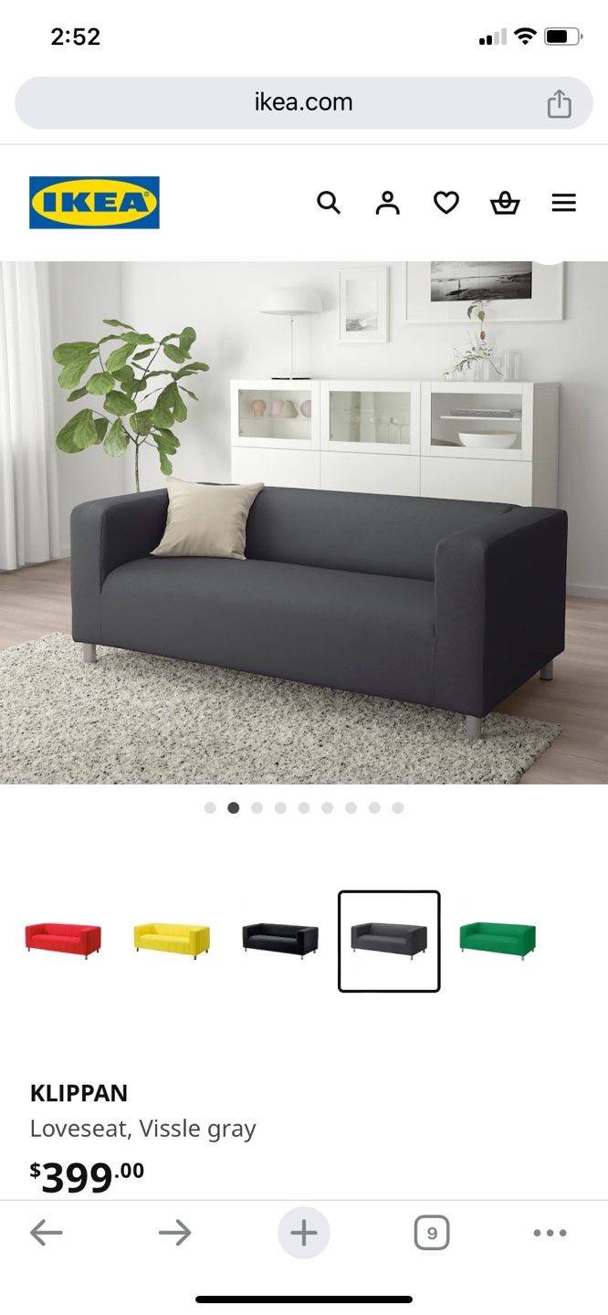 IKEA KLIPPAN Loveseat in Green or Grey - photo 2