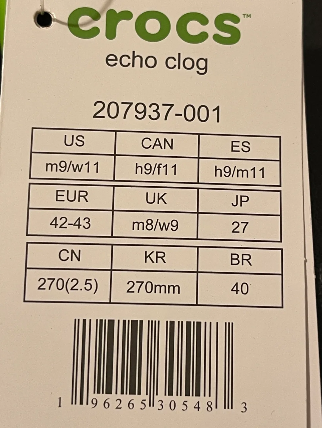 Crocs Echo Clog Black Size 9/11 image indicator(2)