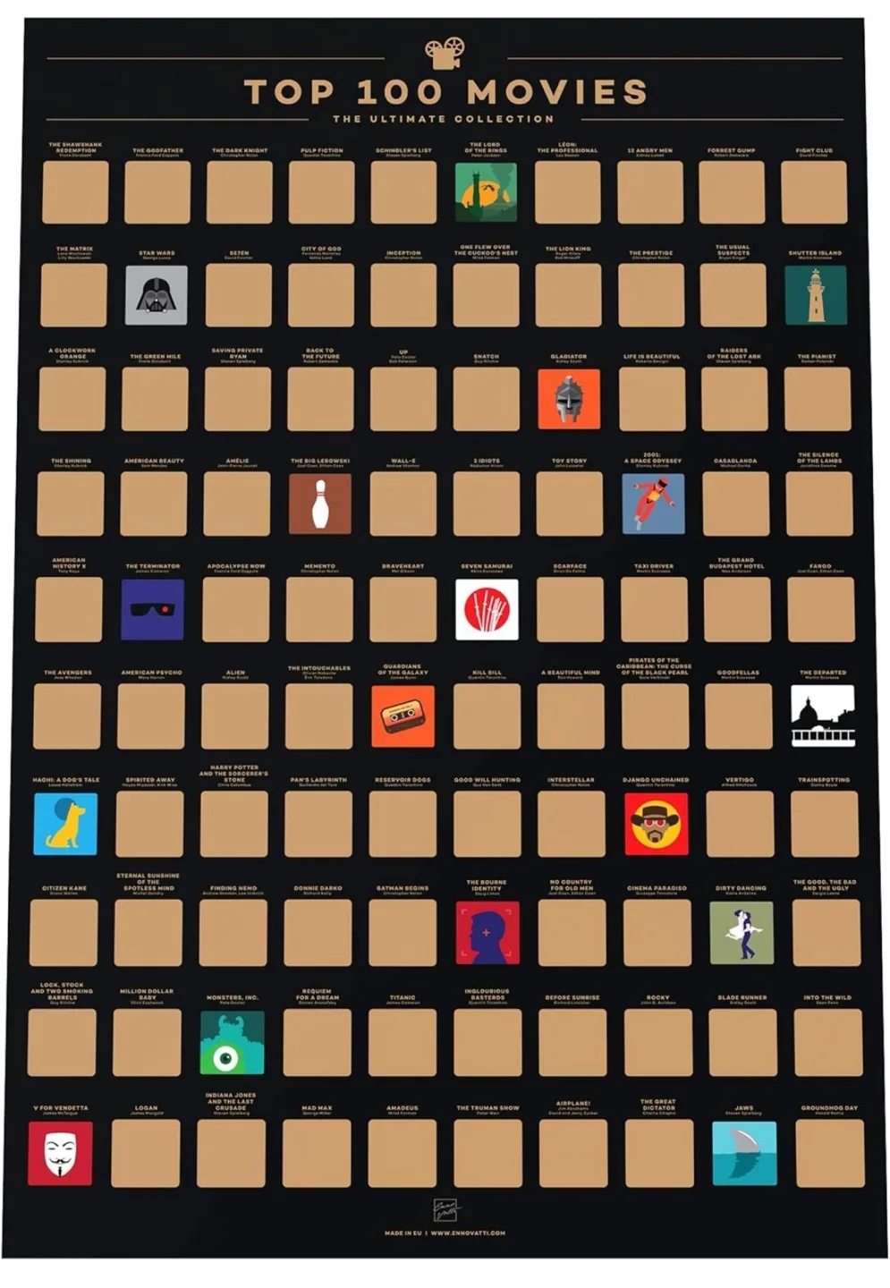 Top 100 Movies Scratch Off Poster image indicator(5)