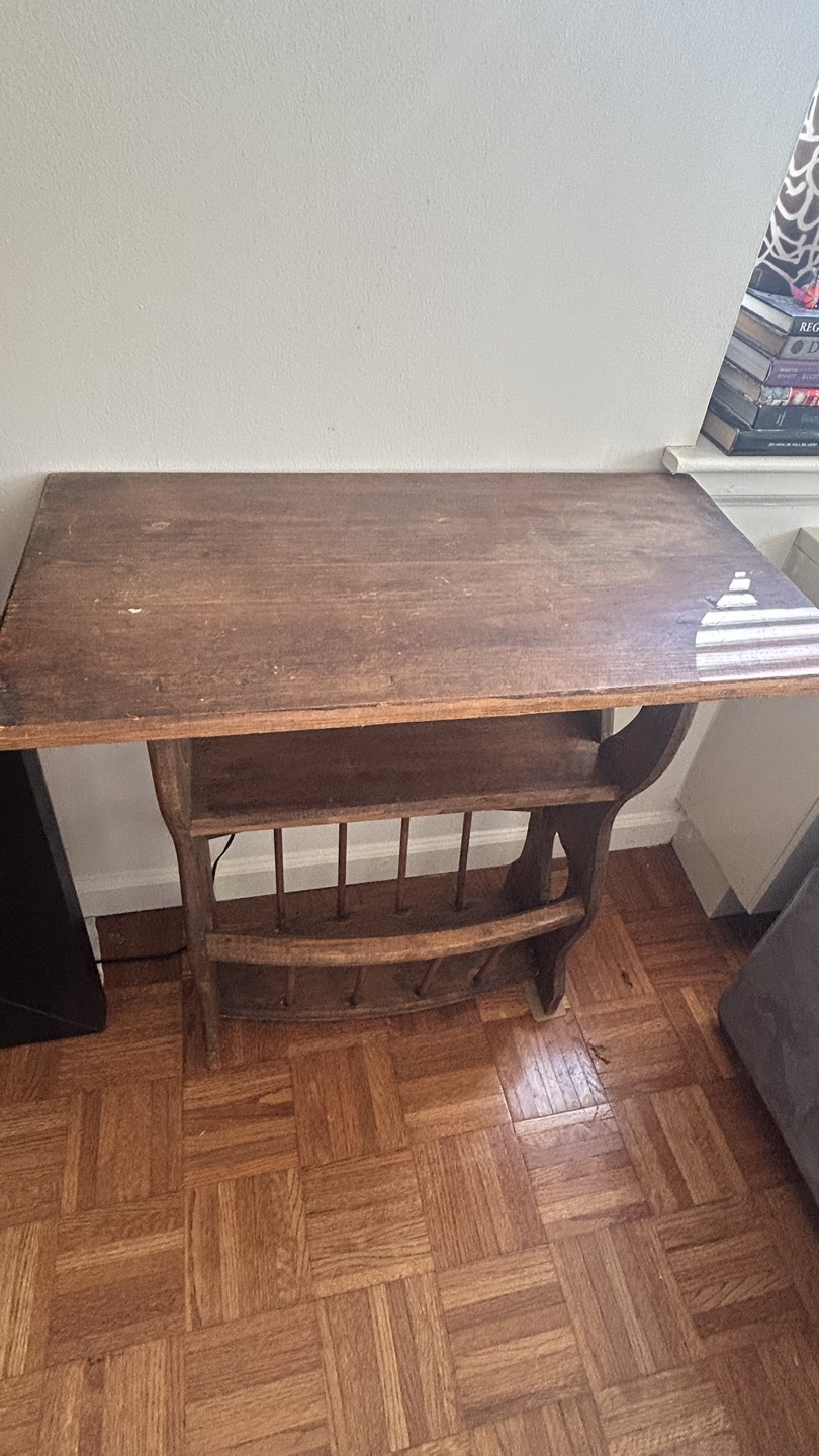 Vintage Wooden Side Table with Shelf - photo 3