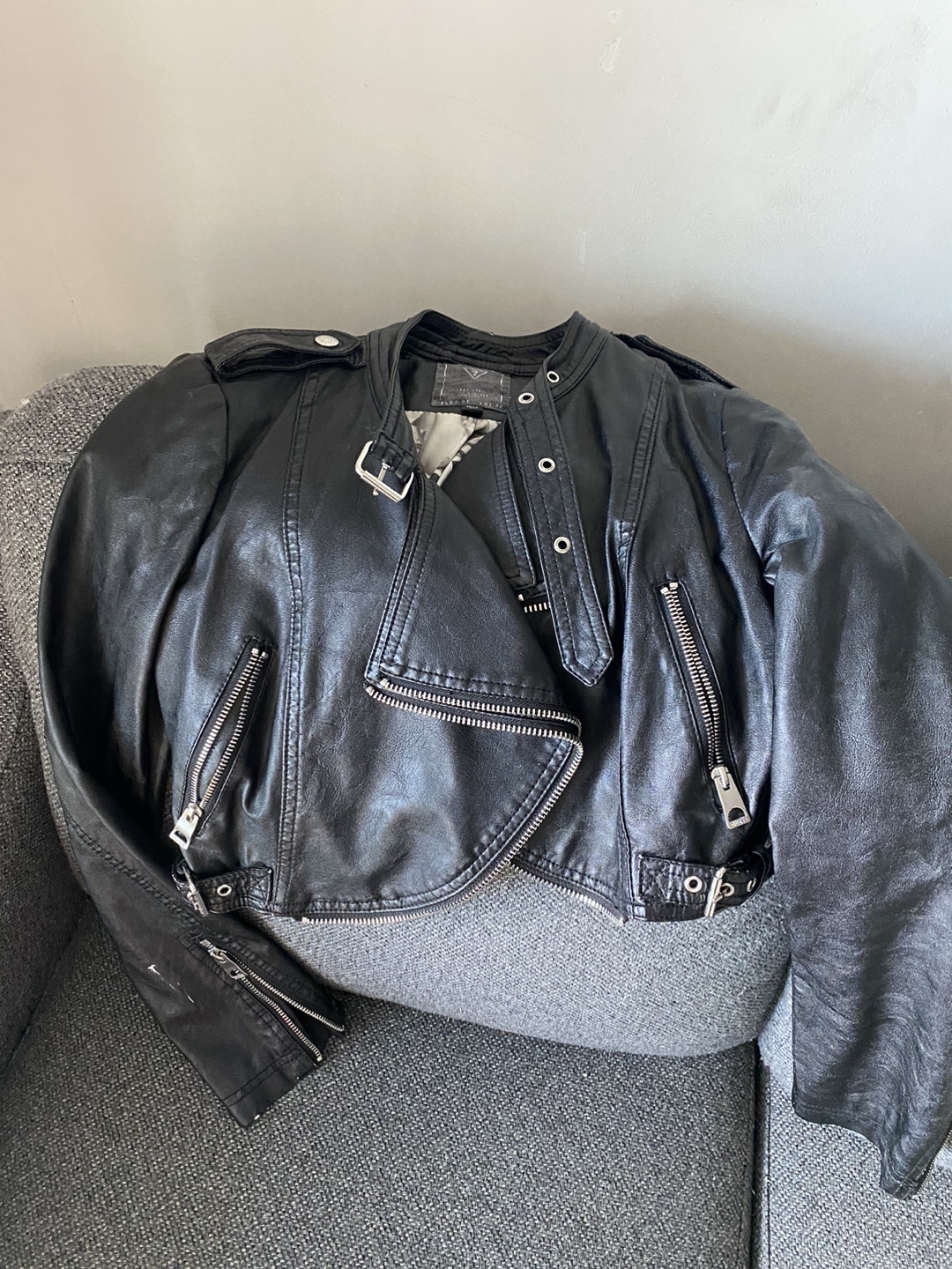 Guess Black Leather like Jacket
