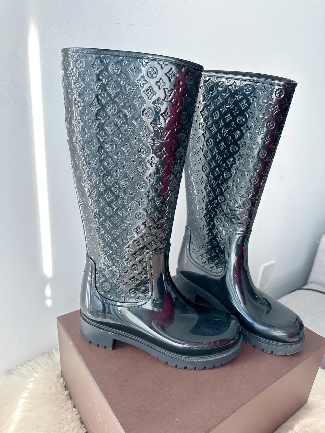 Authentic Louis Vuitton Black Rain Boots image indicator(10)
