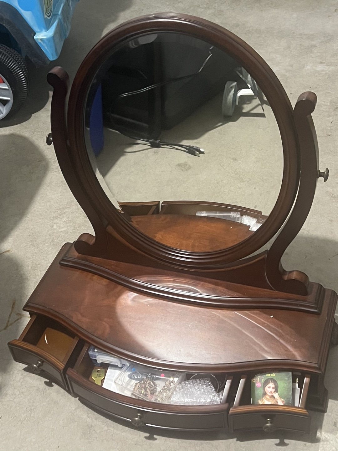Wooden Vanity Mirror with Drawers - photo 4