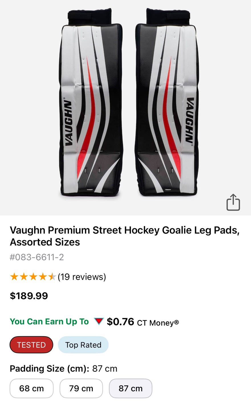 Vaughn Premium Street Hockey Goalie Pads (Senior, Large - 34in) - photo 3