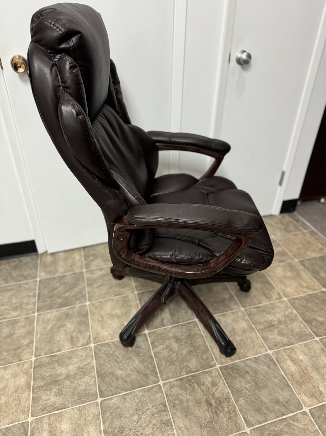 Brown Faux Leather Office Chair - photo 2