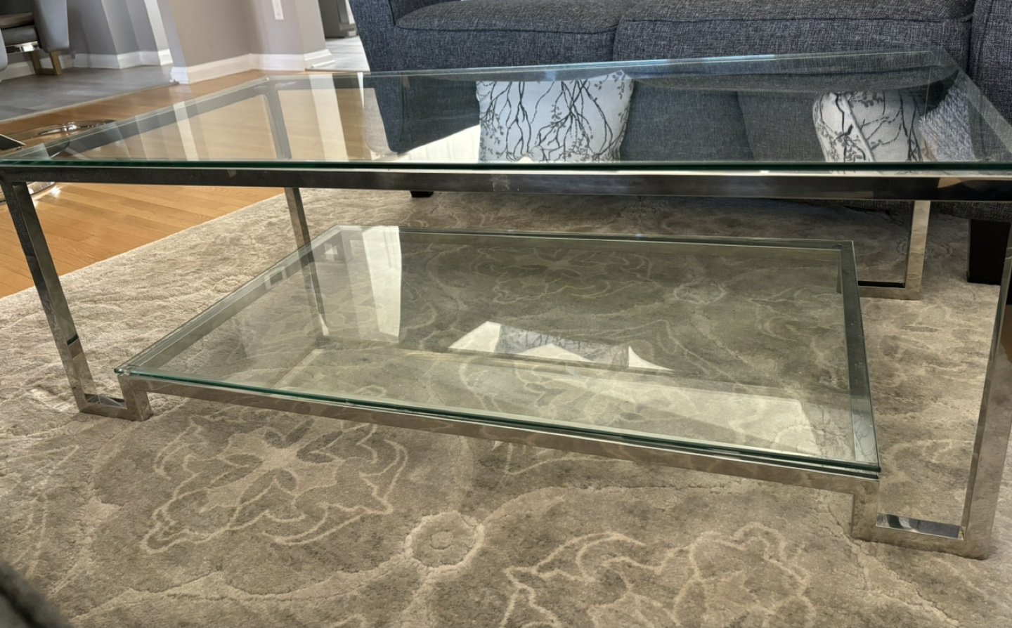 Glass Coffee Table with Shelf - photo 2