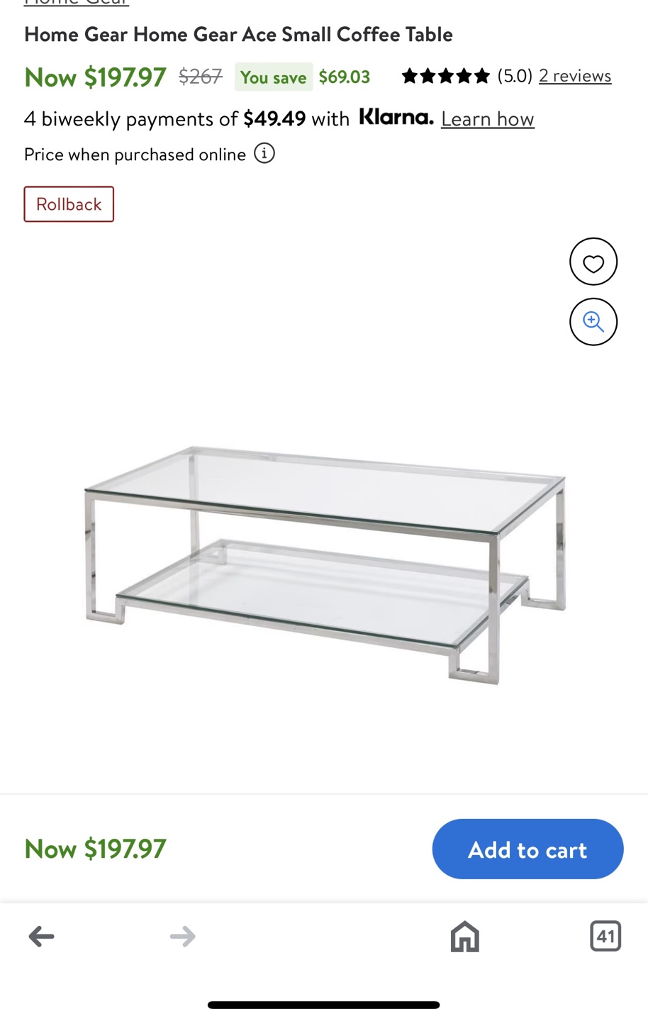 Glass Coffee Table with Shelf