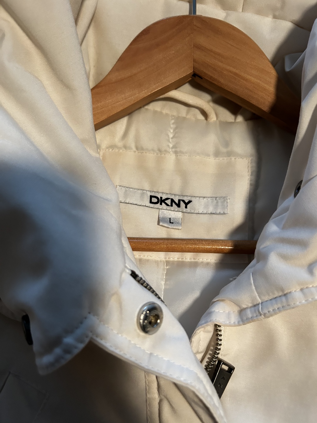 DKNY White Winter Coat with Fur Hood - photo 3