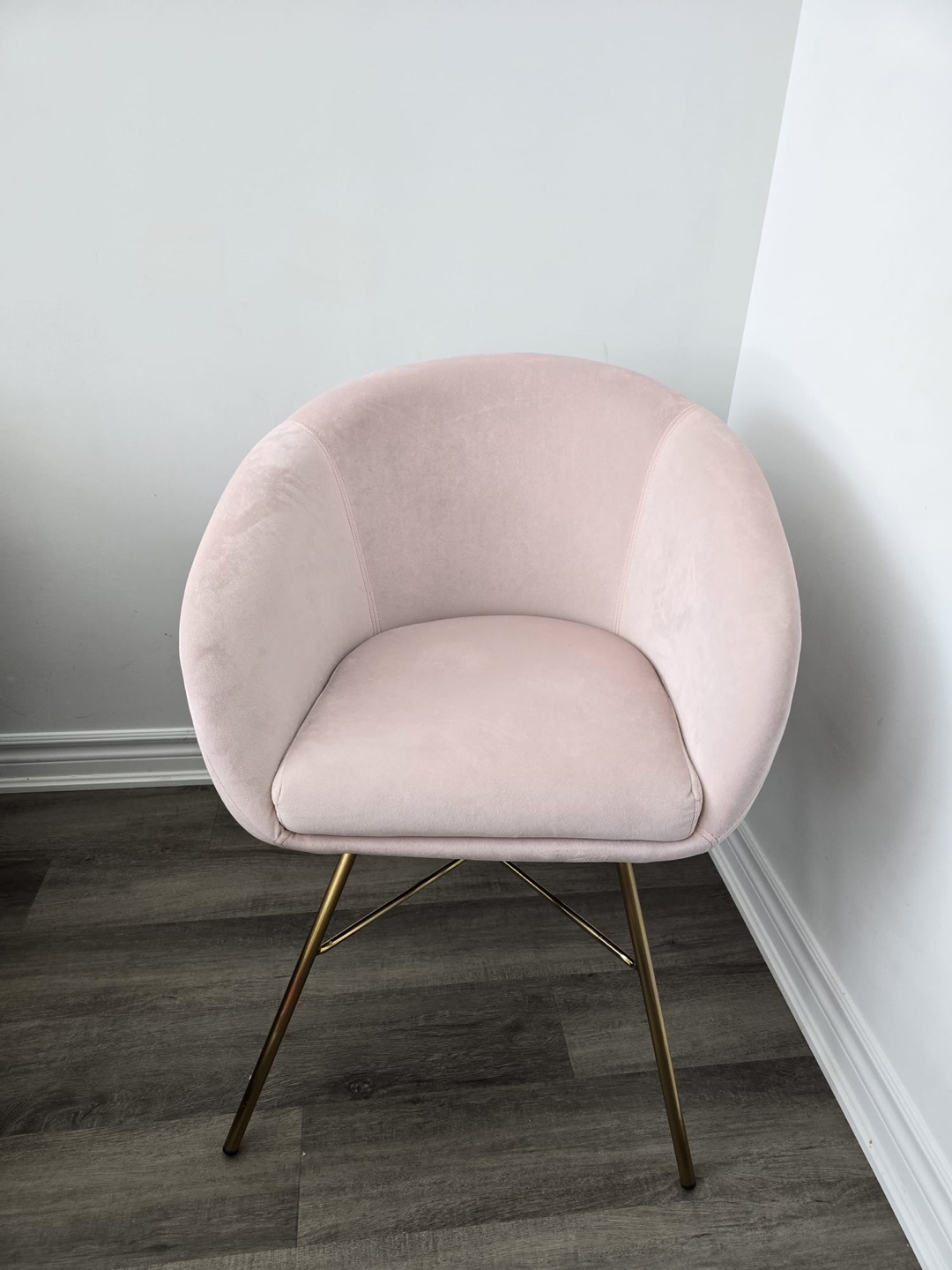 Pink Velvet Accent Chair and Ottoman