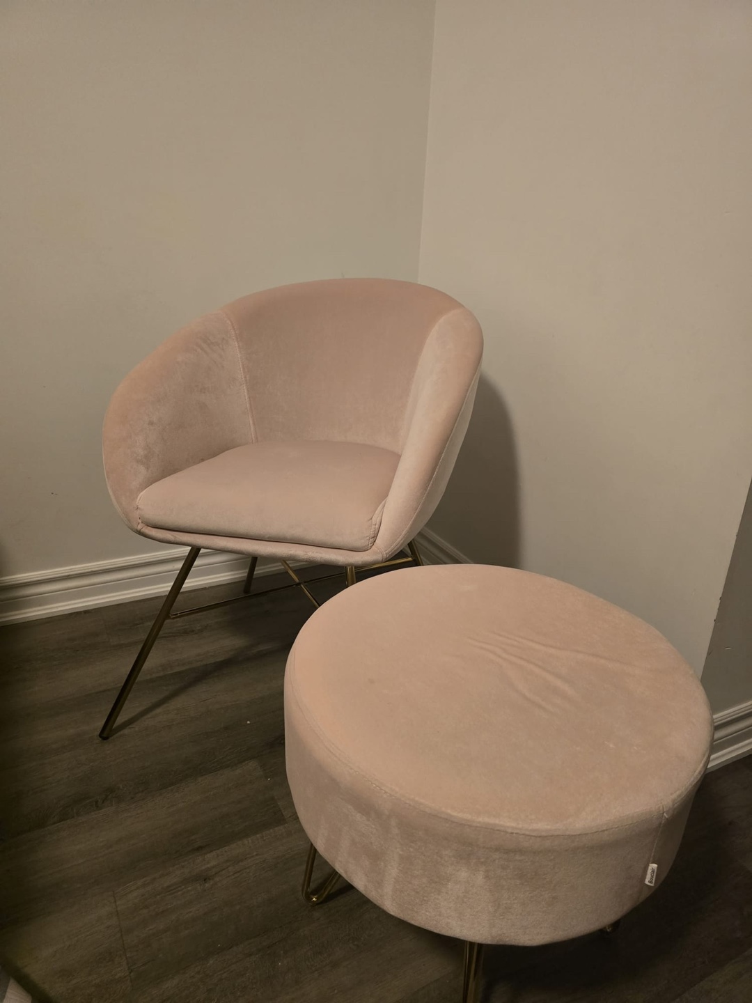 Pink Velvet Accent Chair and Ottoman - photo 2