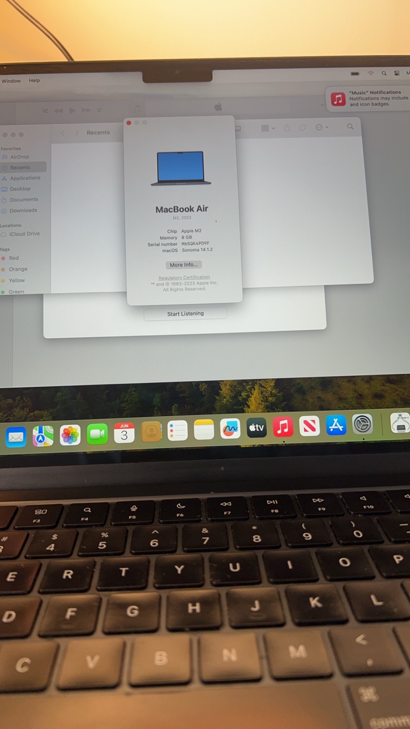 2023 MacBook M2 air(8gb ram 512ssd)