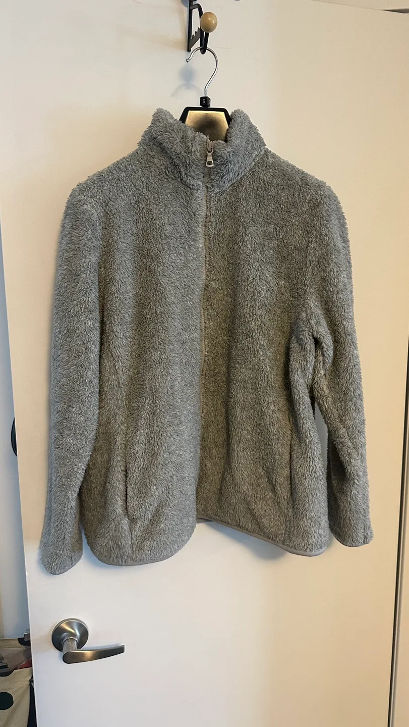 Grey Fuzzy Fleece Jacket thumbnail