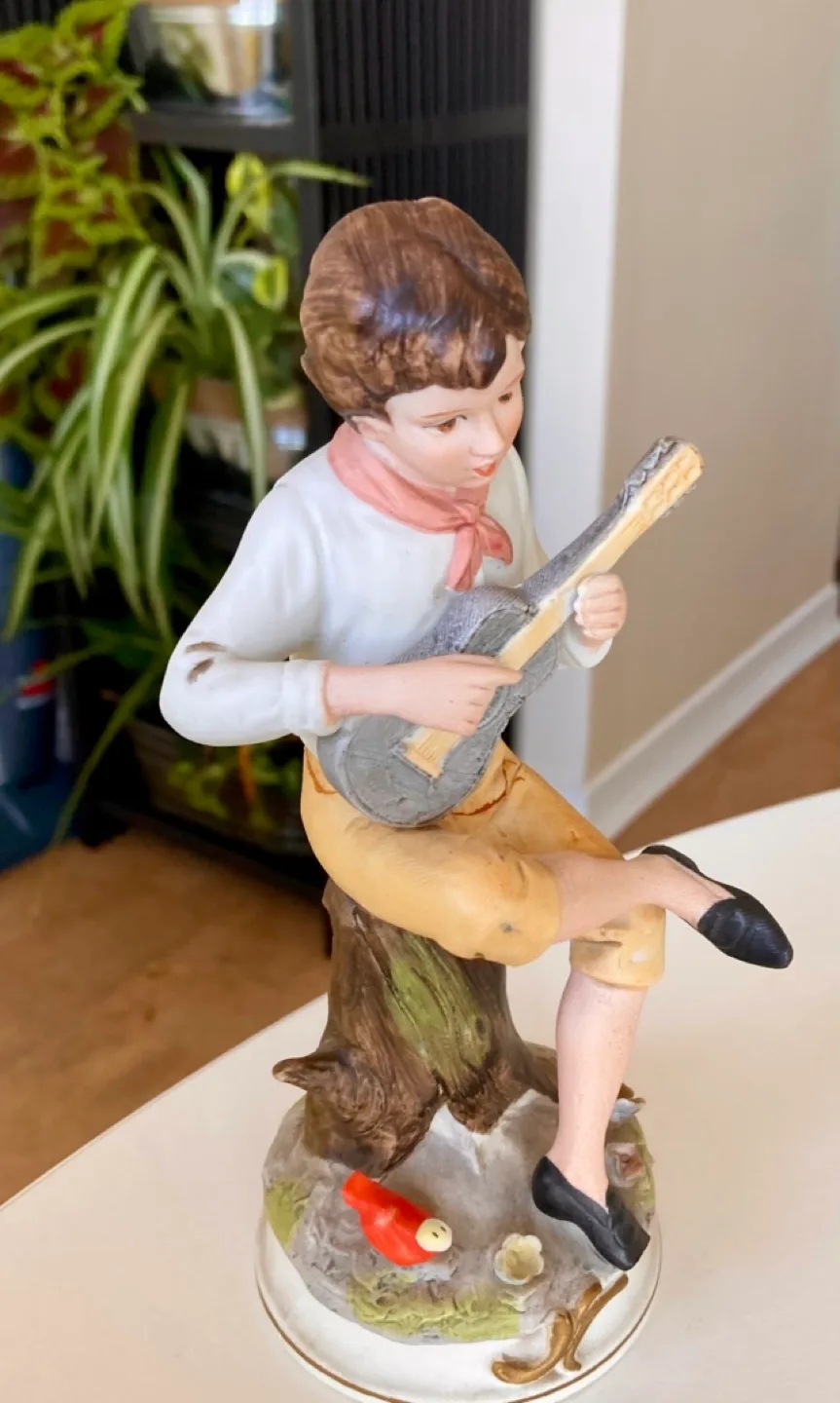 ✨Vintage Boy Playing Guitar Porcelain Figurine image indicator(2)