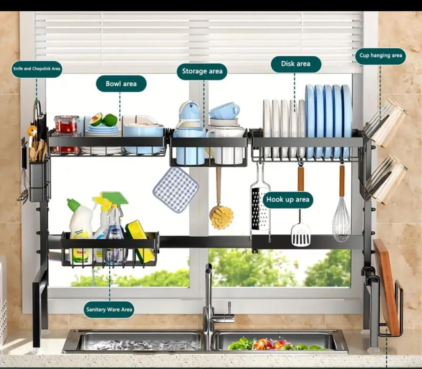 Over The Sink Dish Drying Rack Organizer Stand image indicator(3)