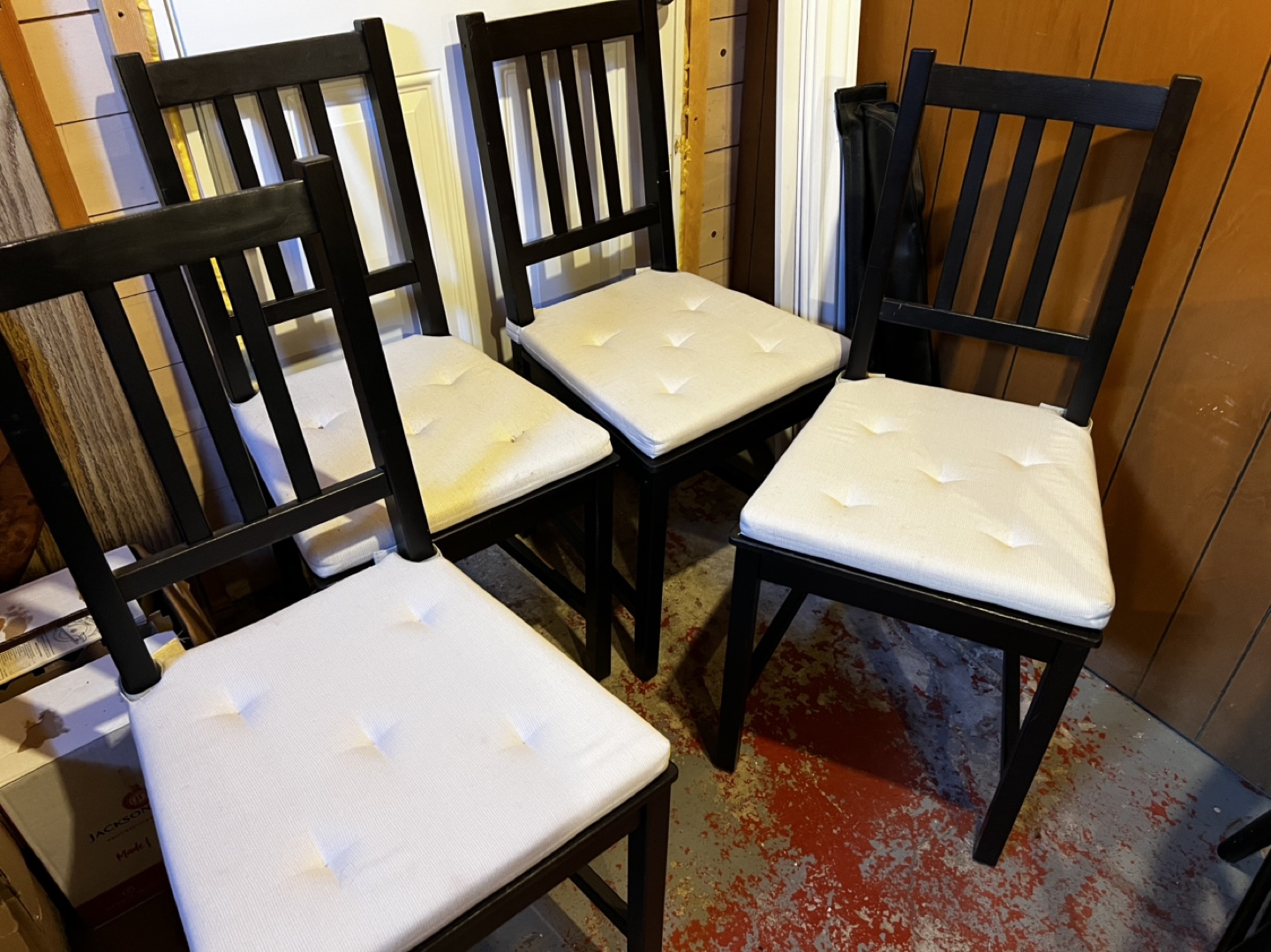 Set of 4 Black Dining Chairs with Cushions
