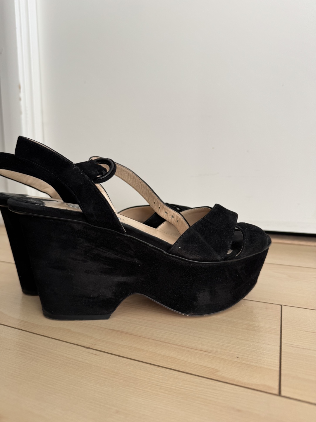Prada Black Suede Wedge Sandals - photo 2