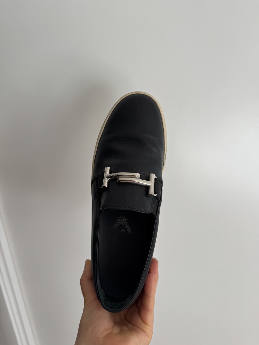 TOD'S Black Leather Slip-On Sneakers - photo 4