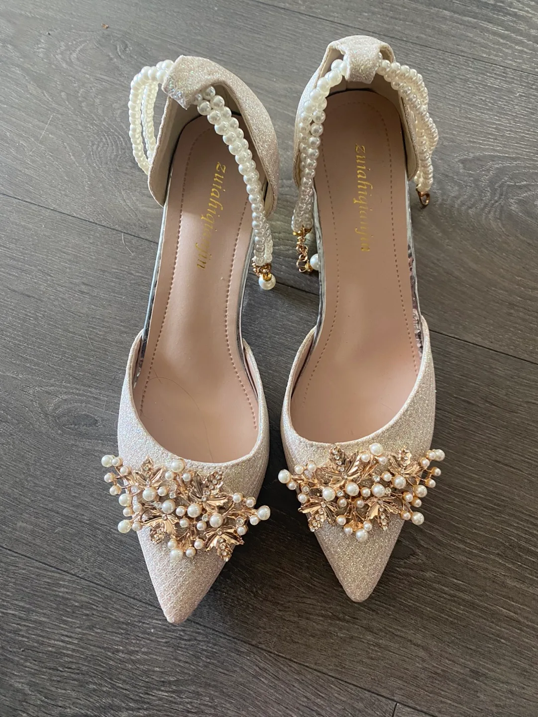 White Pearl Wedding Heels thumbnail