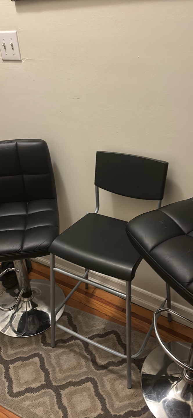 Set of 3 Black Bar Stools