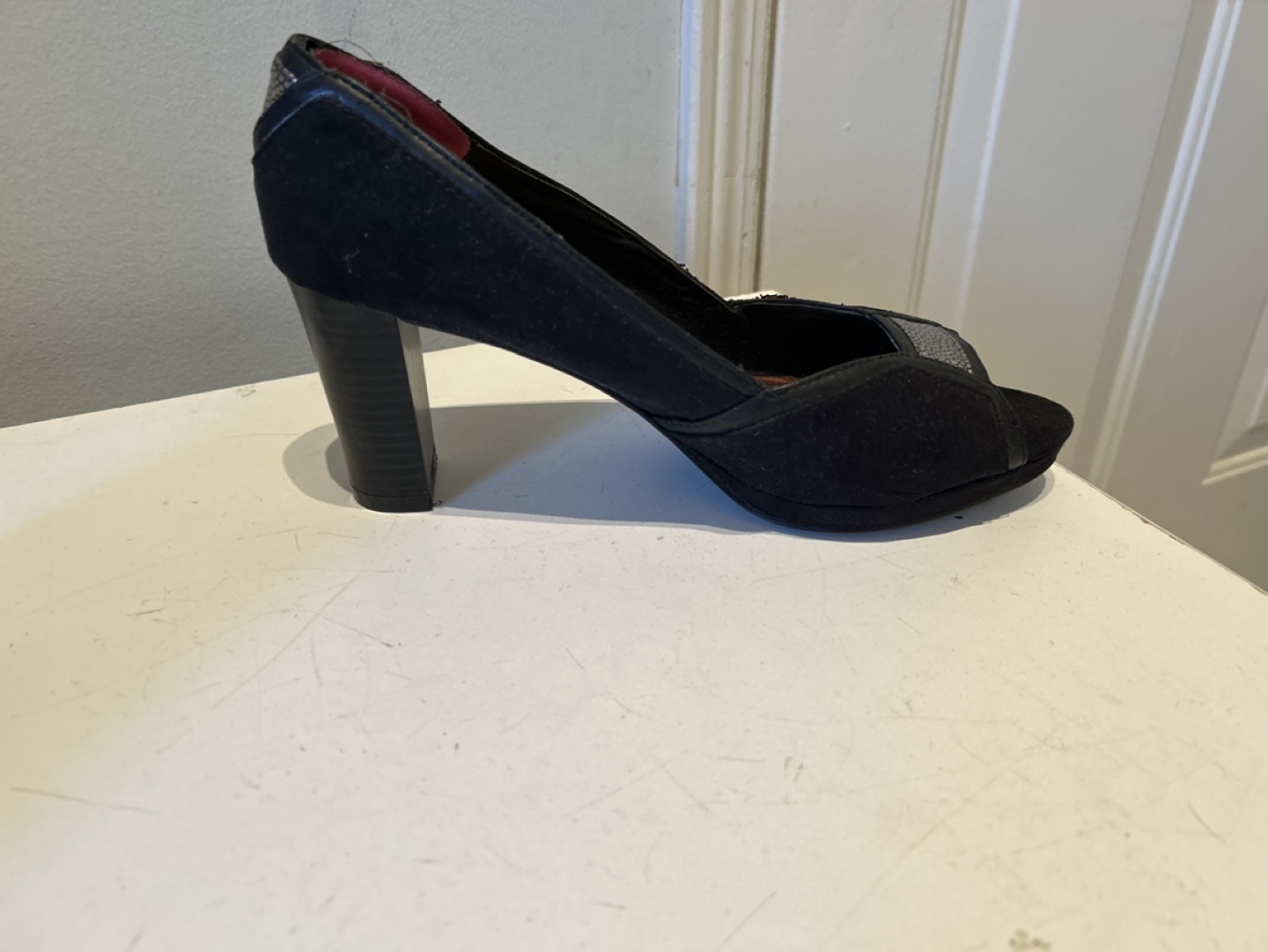 Black peep toe heels