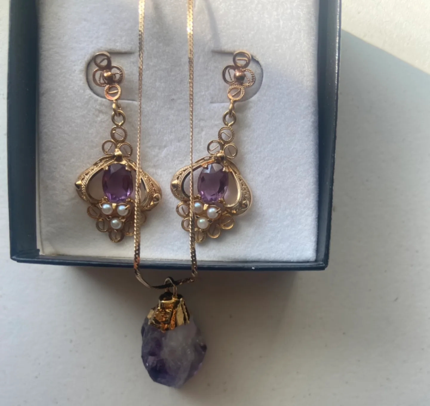 Amethyst Necklace and Earring Set thumbnail