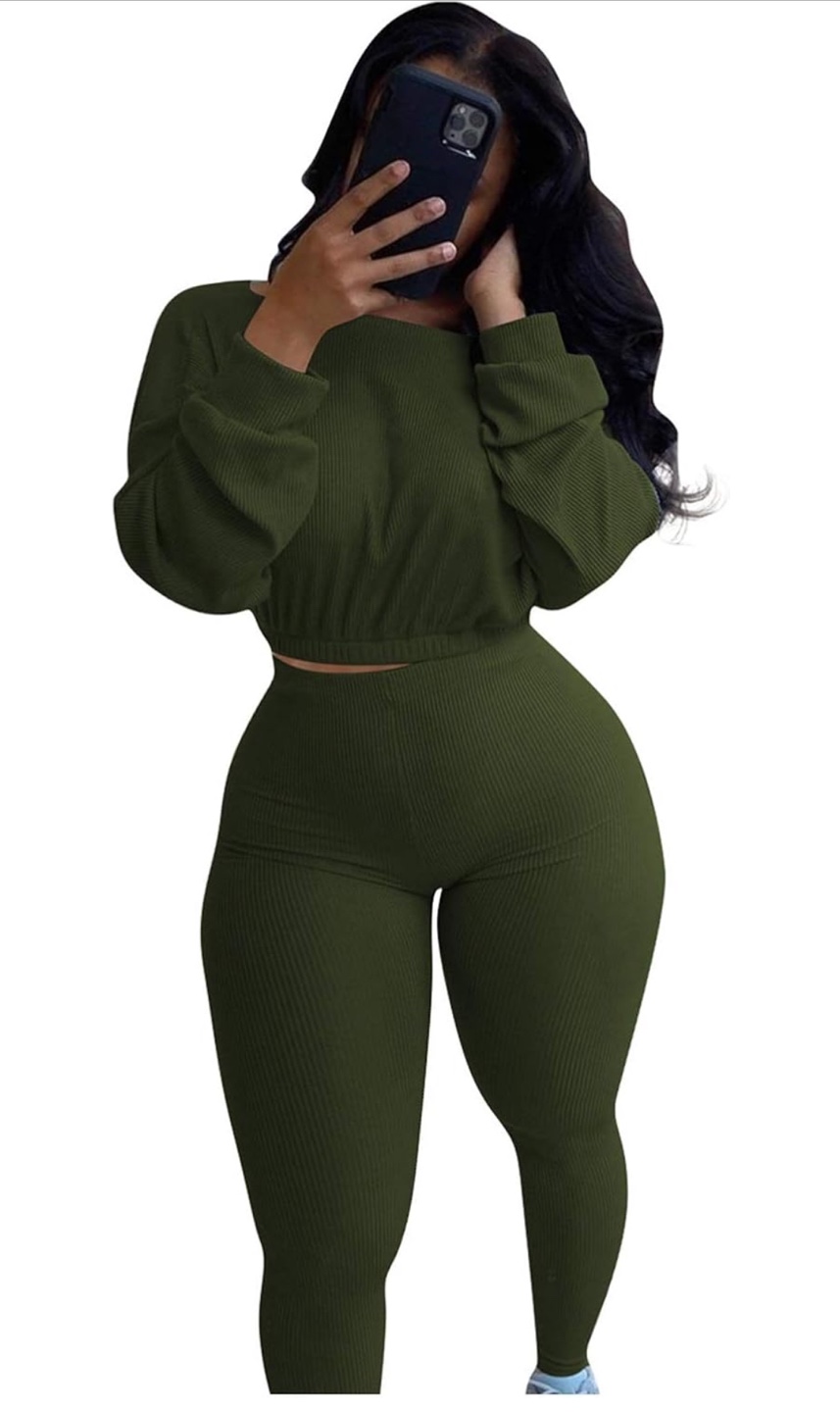 Green Knitted 2 Piece Set