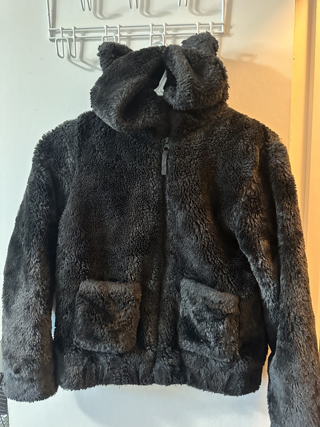 Black Fuzzy Bear Hoodie