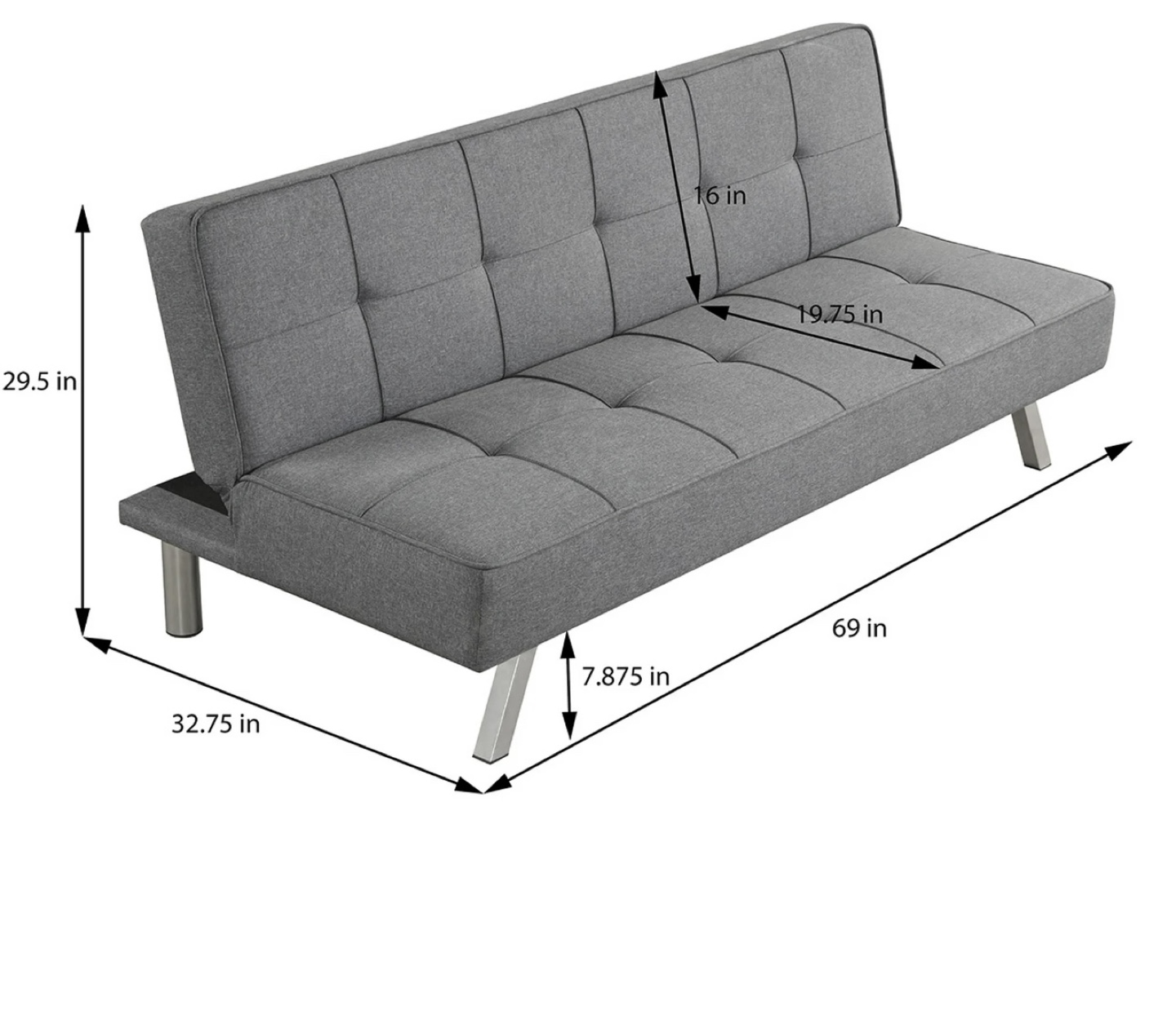 Grey Futon Sofa Bed - photo 3