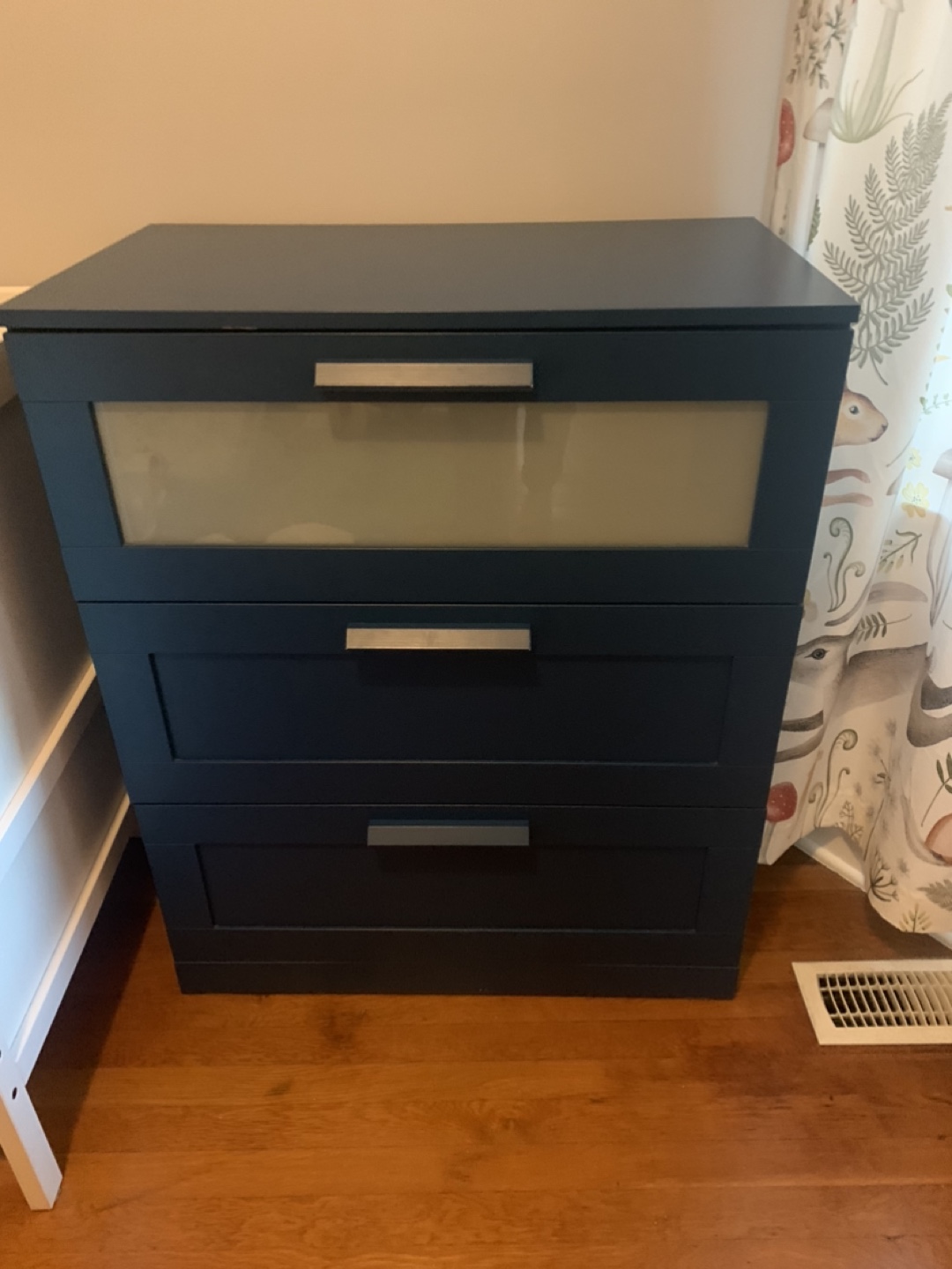 Blue Dresser with Three Drawers