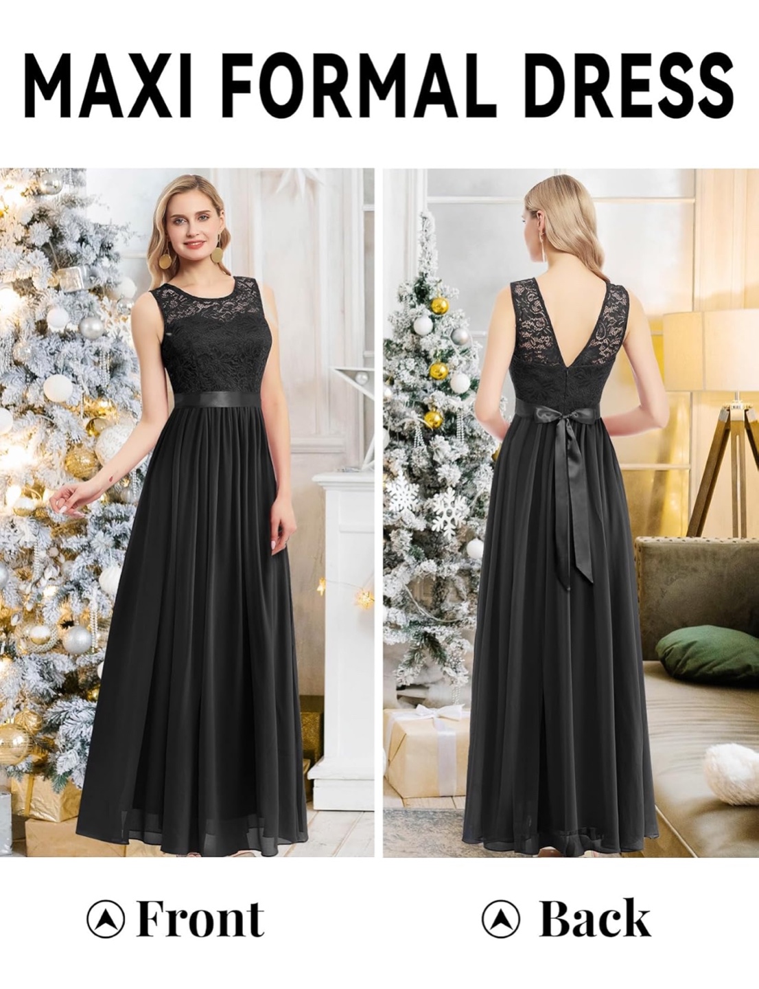 NEW! BeryLove Black Lace Maxi Dress with Satin Ribbon - photo 2