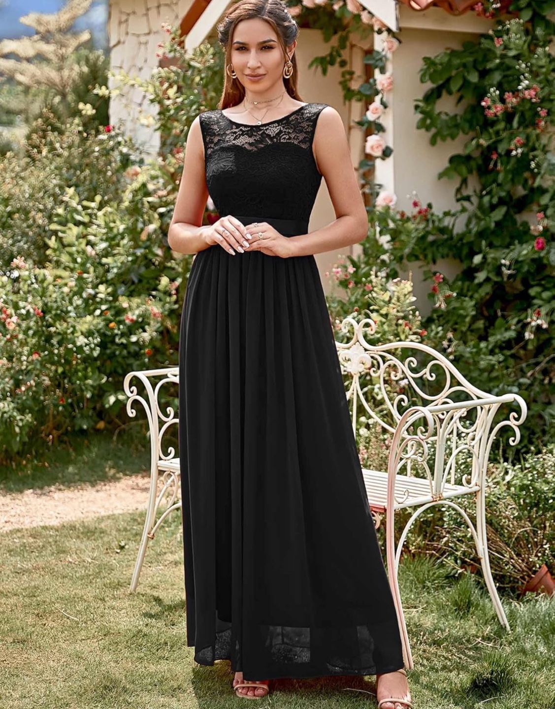 NEW! BeryLove Black Lace Maxi Dress with Satin Ribbon - photo 3