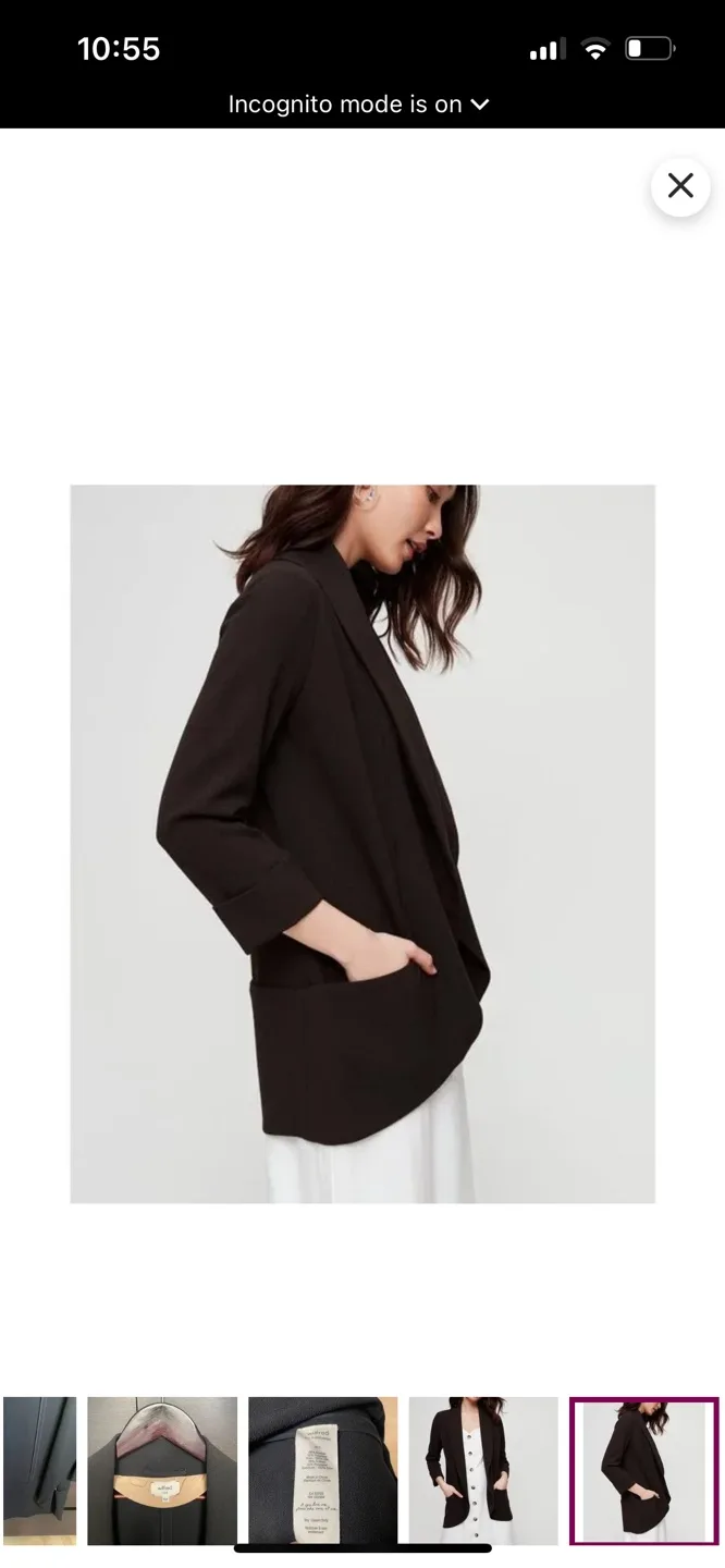 Aritzia Dark Brown Open Front Blazer Size 4 image indicator(2)