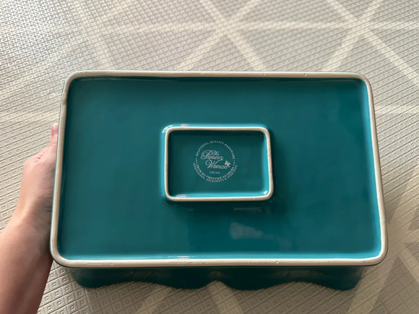 *see profile for great deal!* New teal blue large serving dish image indicator(4)