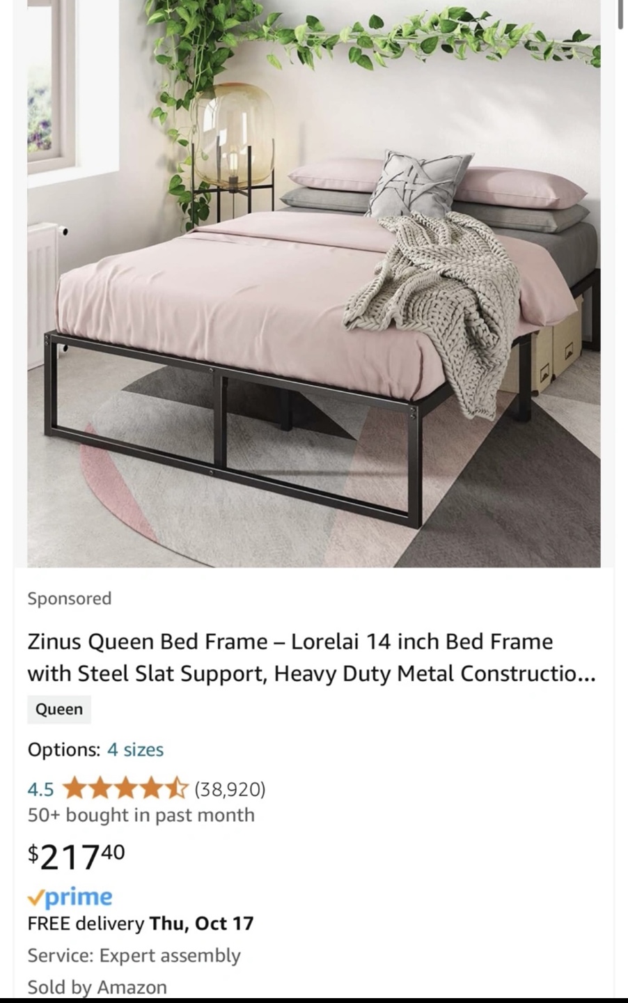 Zinus Lorelai 14 inch Bed Frame, Queen Size