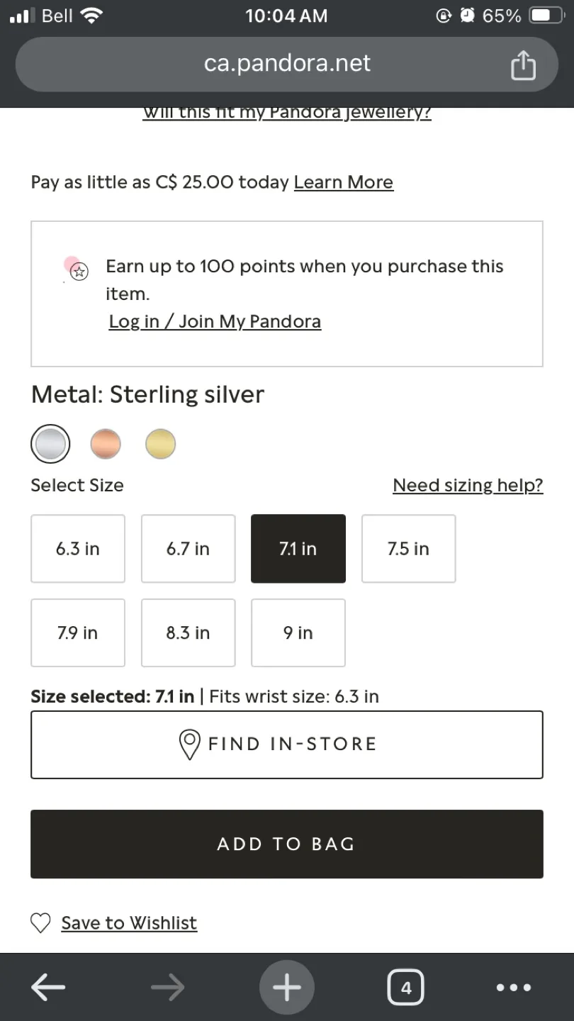 Pandora Moments Heart T-Bar Snake Chain Bracelet image indicator(4)