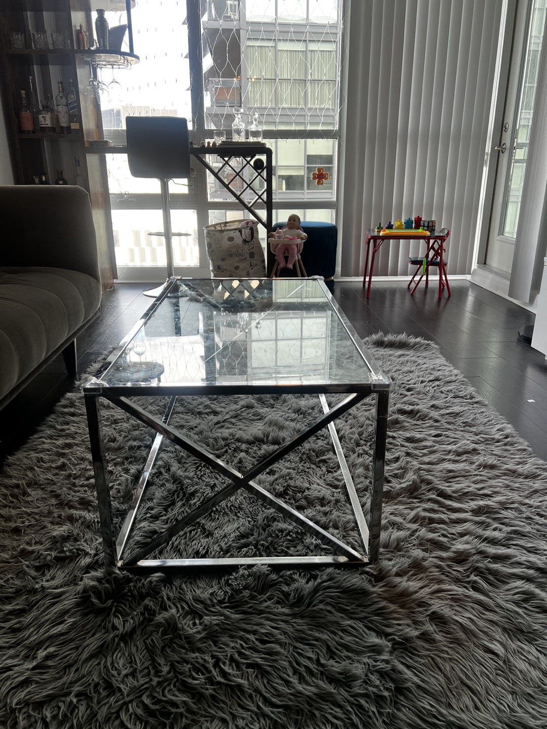Glass and Chrome Coffee Table - photo 2