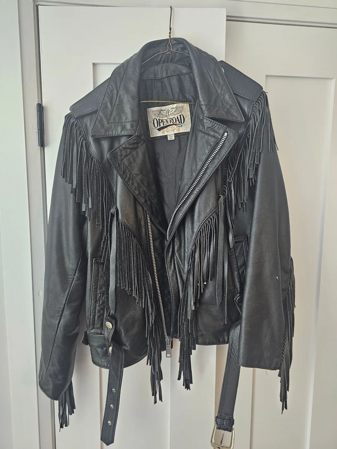 Vintage Open Road Leather Jacket with Fringe image indicator(2)