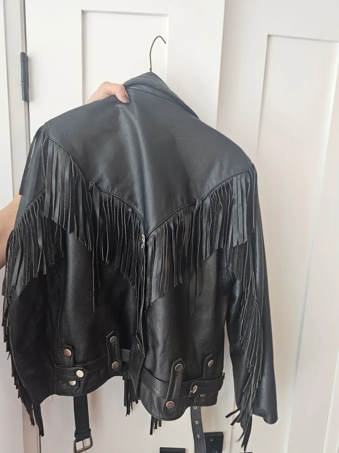 Vintage Open Road Leather Jacket with Fringe image indicator(3)