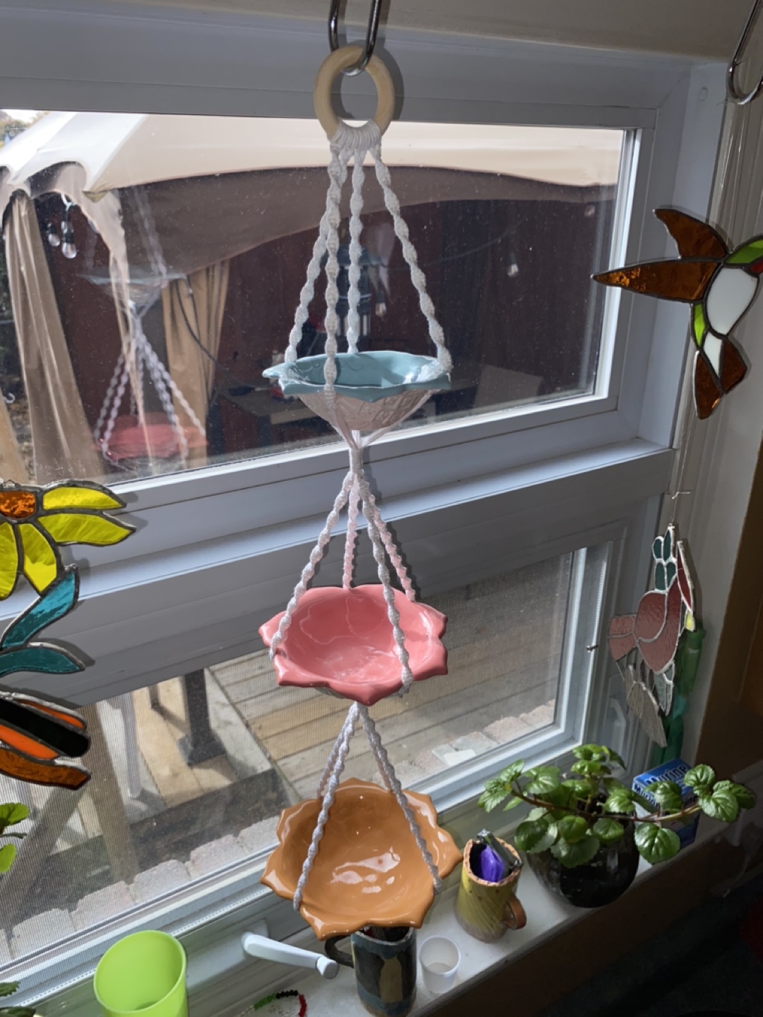 Macrame Hanging Planter with 3 Pots