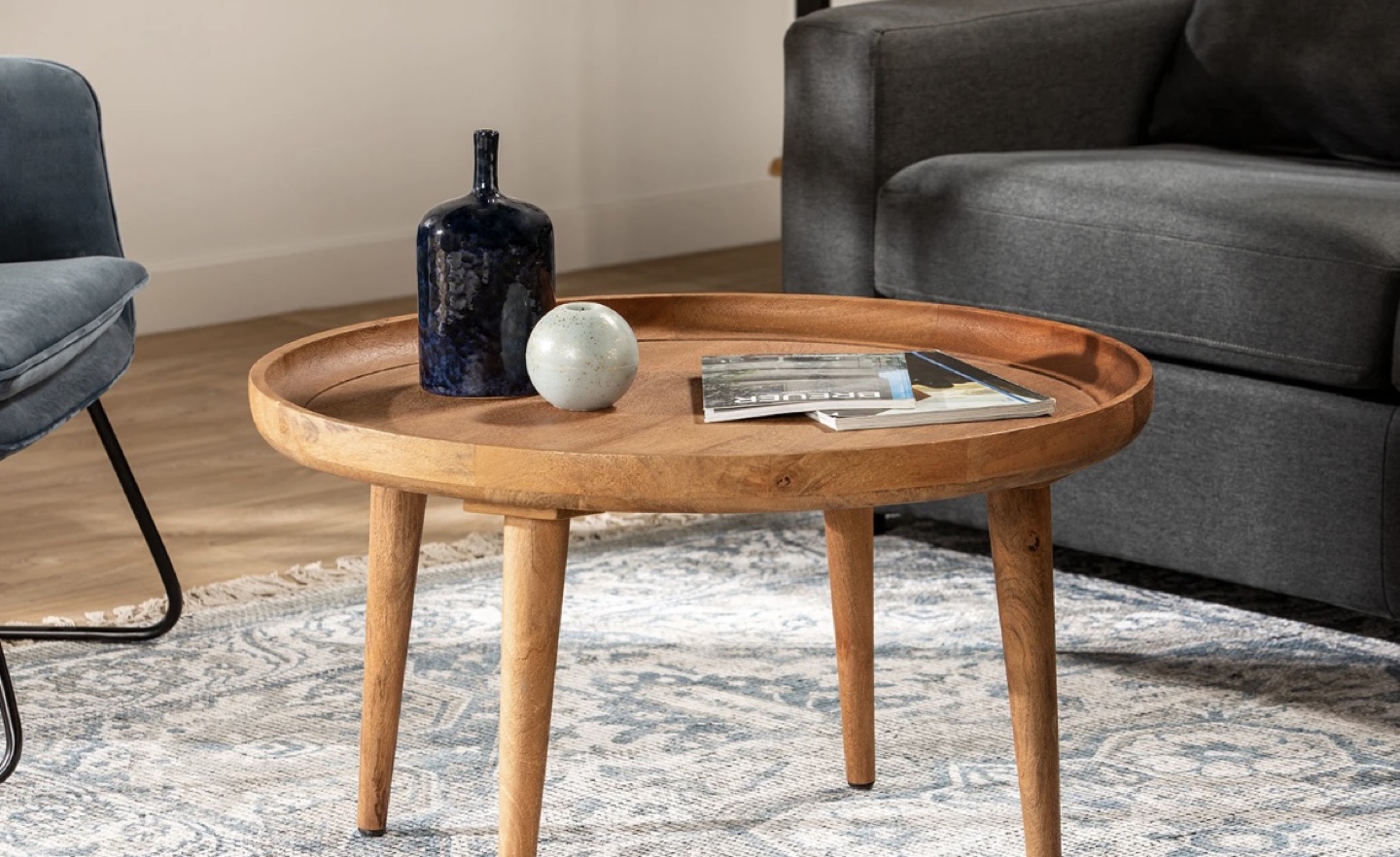 Round Wooden Coffee Table mango wood - photo 2