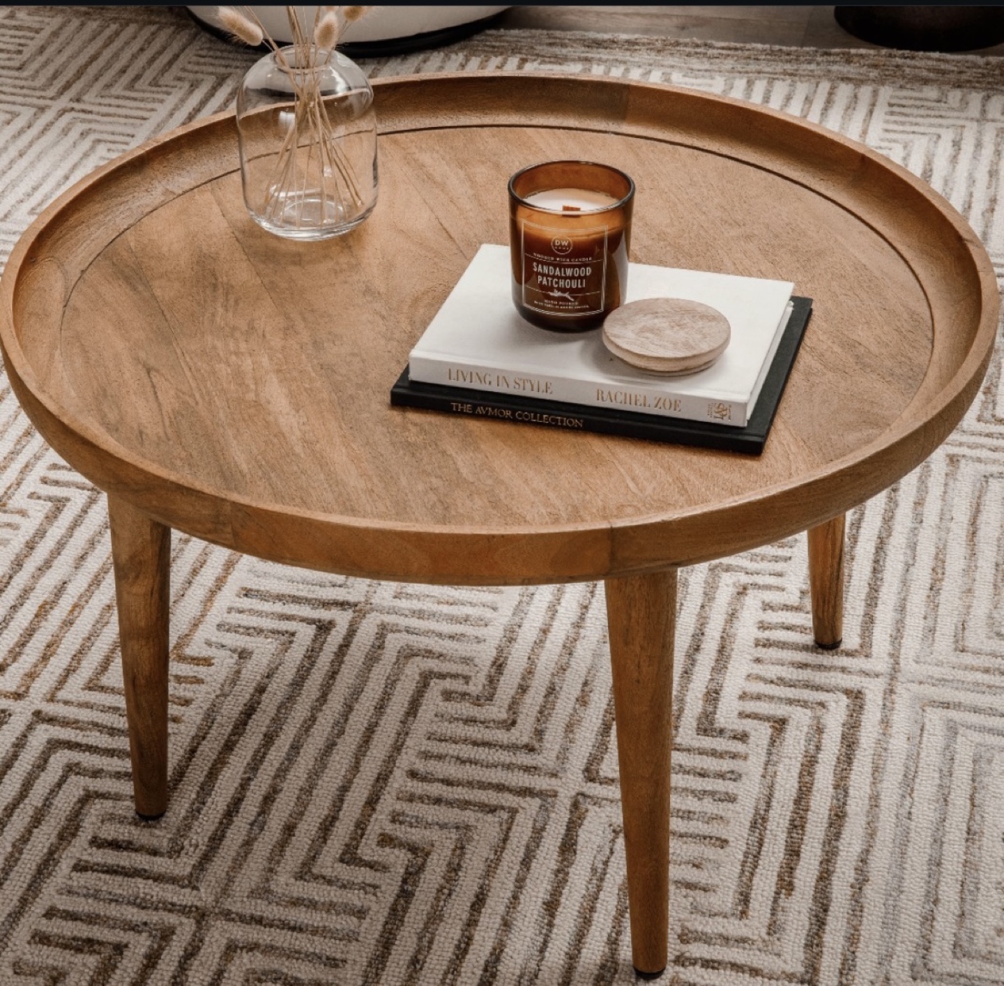 Round Wooden Coffee Table mango wood