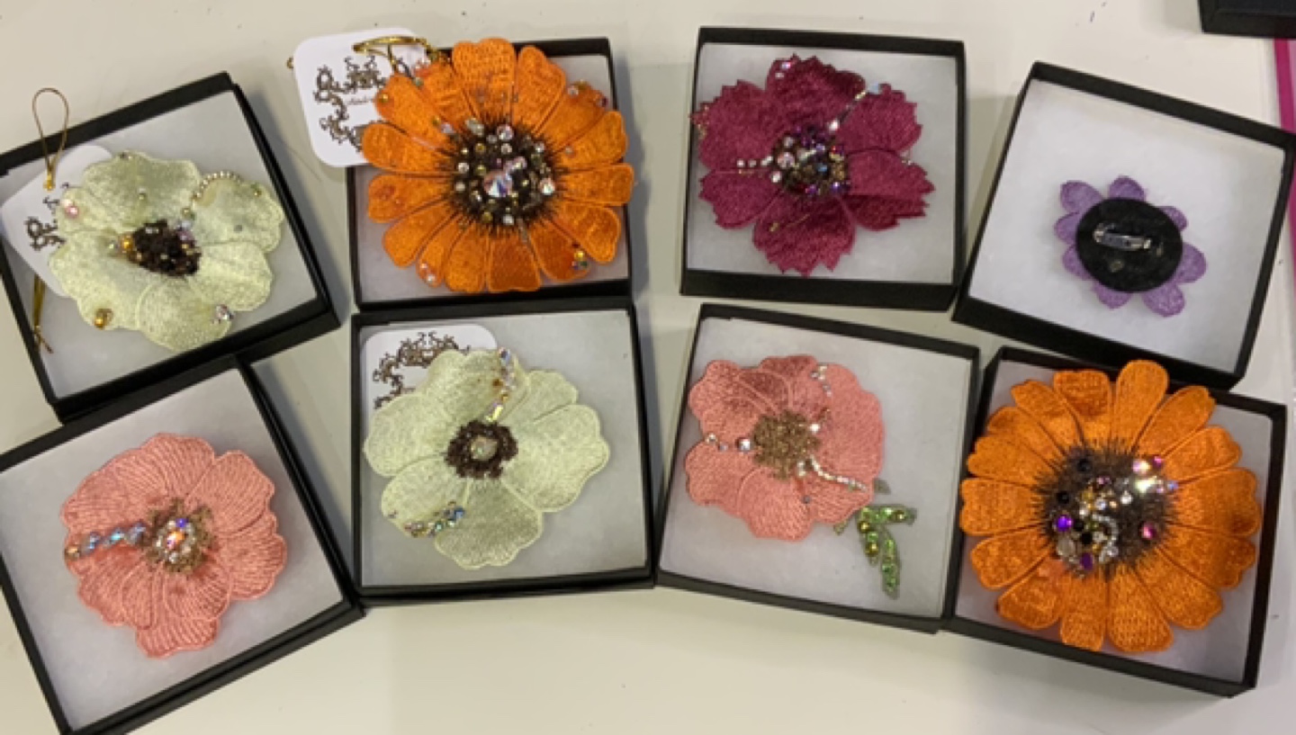 Embroidered Flower (1)  Brooches