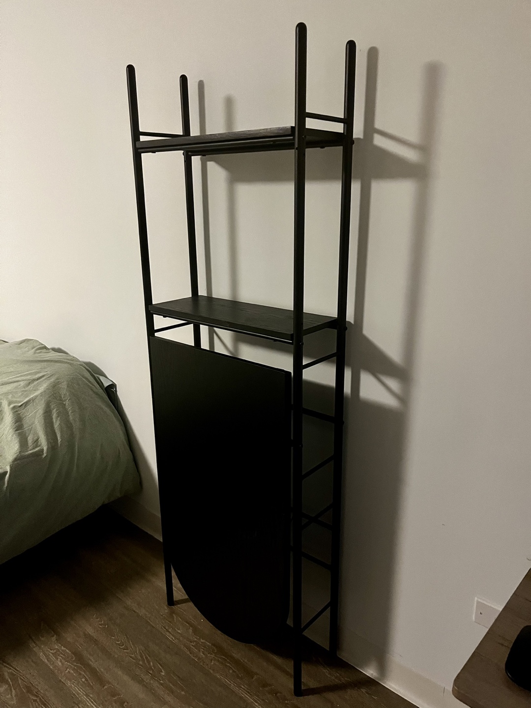 Black Fold-Down Table with Two Stools and Shelf - photo 3