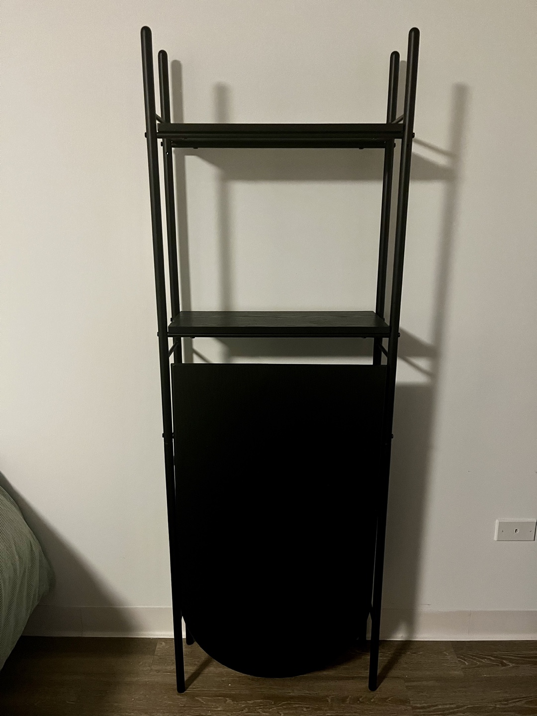 Black Fold-Down Table with Two Stools and Shelf - photo 2