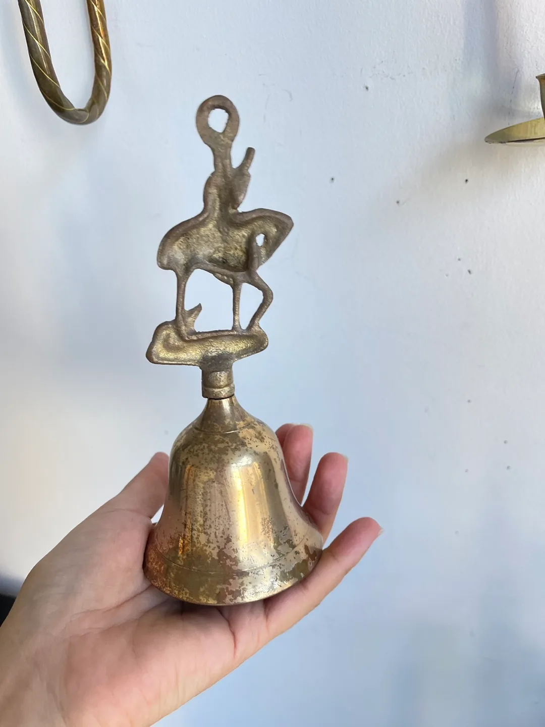 Vintage Brass Bell with Rider Figurine image indicator(3)
