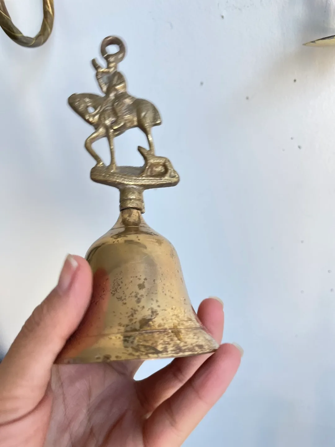 Vintage Brass Bell with Rider Figurine image indicator(2)