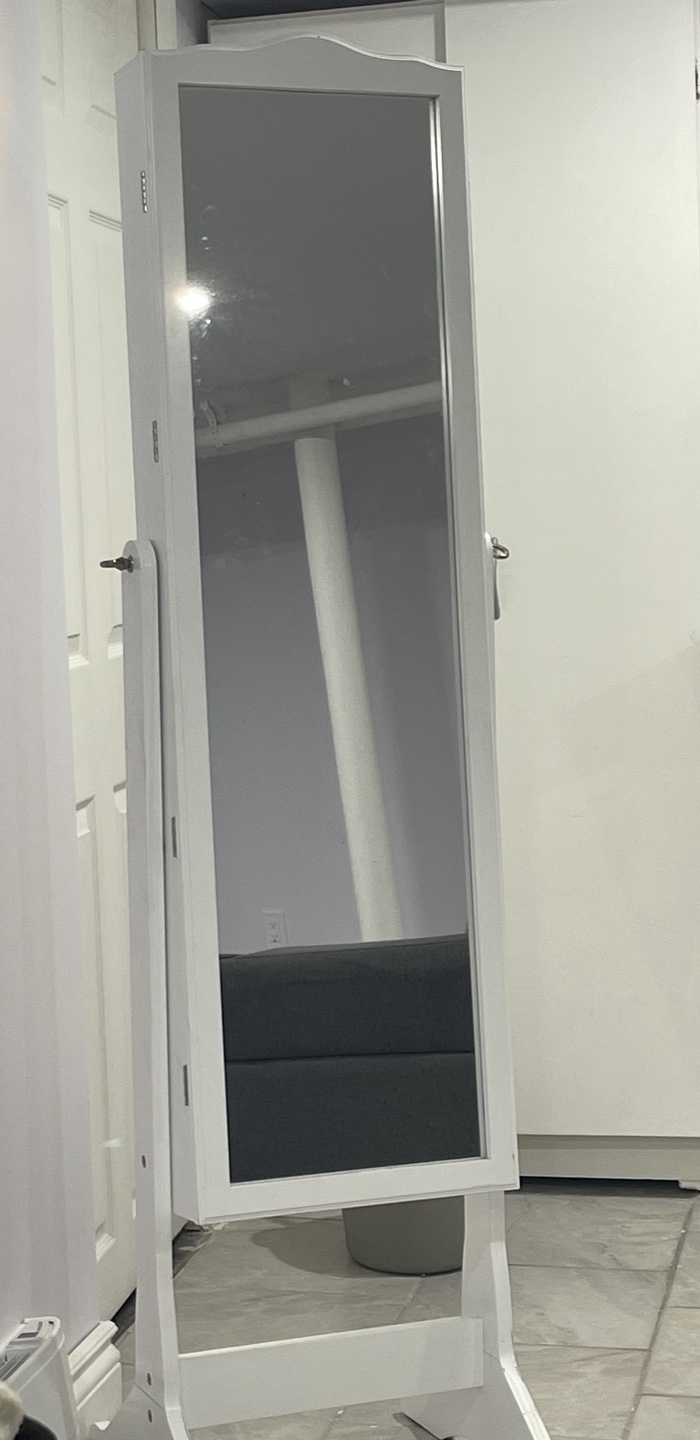 Full Length Freestanding Mirror and Jewelry cabinet