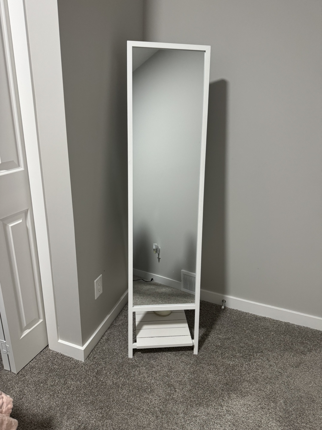 Full-length mirror with shelf